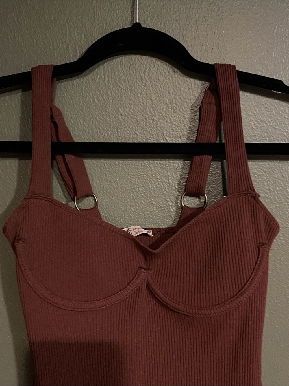 Free People Intimately Bodysuit S Brown In The City Underwire Ribbed Corset Top - Picture 4 of 11
